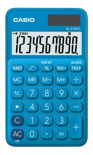 Calculadora Casio Portatil Modelo Sl-310uc 10 Digitos Color Azul