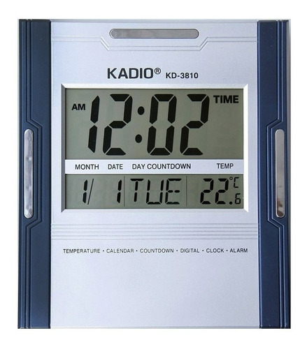 Reloj Pared Mesa Kadio Digital Hora Fecha Alarma Termometro