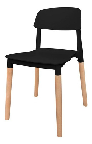 Silla Plastica Apilable Nordica Reforzada Patas Madera B&m