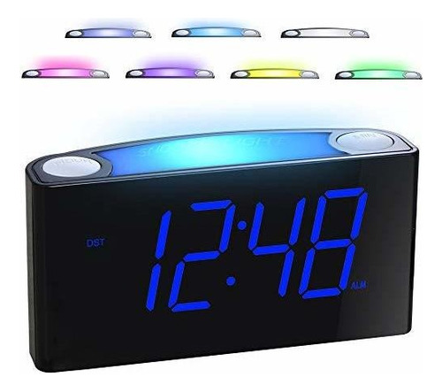 Reloj Despertador Para Recámaras  Luz Nocturna De 7 Co