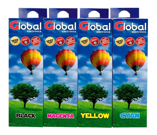 Combo Tinta Global 250ml X 4u Sistema Continuo Y Cartuchos