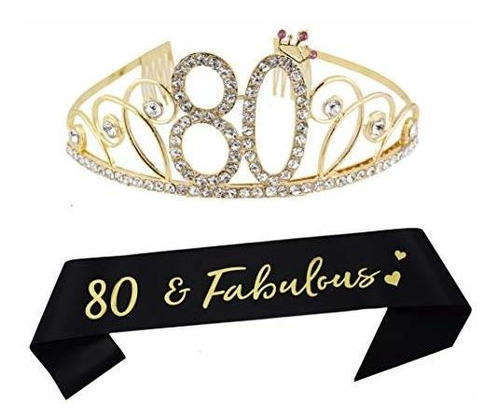 Paquetes De Fiesta - Dgasin 80th Birthday Tiara And Sash Hap
