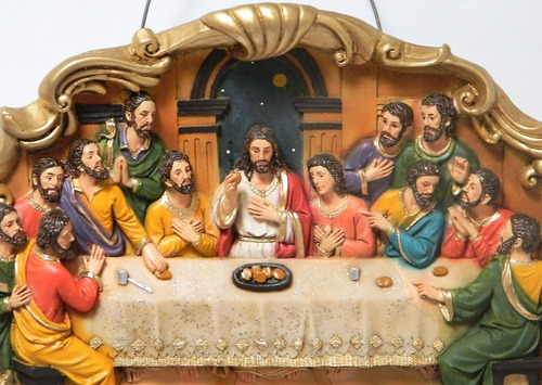 Colgante Ultima Cena Ovalada 3d 25x35cms Artesania De Resina