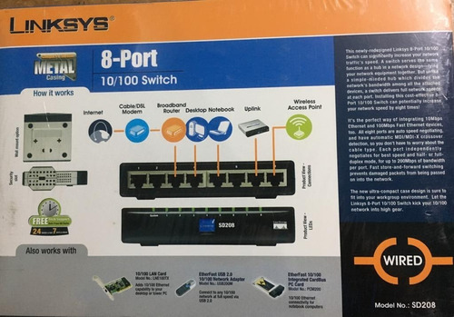 Imagen 2 de 3 de Switch Linksys Cisco 8 Puertos Sd208