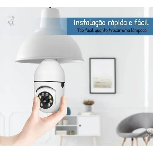 . Câmera Ajustável Teto Segurança Ip Lâmpada V380 Pro 1080p