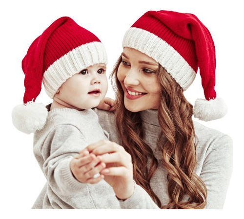 Gorro Tejido Padres E Hijos Invierno Gorro Cálido Navideño