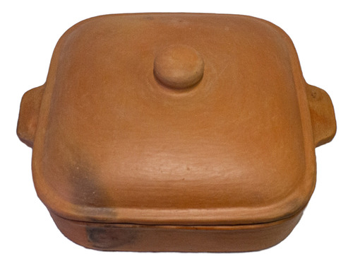 Olla De Barro Cuadrada Grande Rústica Tipo Essen Marrón Claro