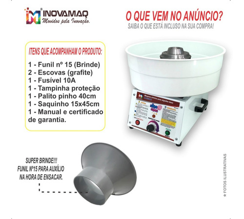 Imagem 9 de 10 de Linda Máquina De Algodão Doce - Bivolt + Brinde