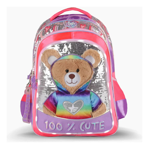 Mochila Escolar Espalda 18' Osito Teddy Con Luz Footy F2133