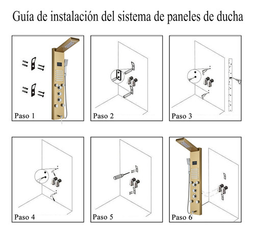 Regadera De Columna Para Baño,5 En 1 Panel De Ducha Luz Led