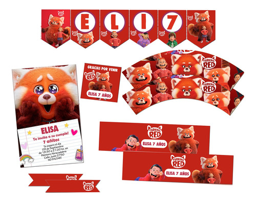 Kit Imprimible  Turning Red Disney Con Texto Editable!