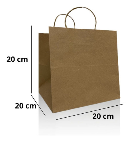 Imagem 2 de 5 de Sacola Papel Kraft Pequena - 20x20x20 - 50 Unidades