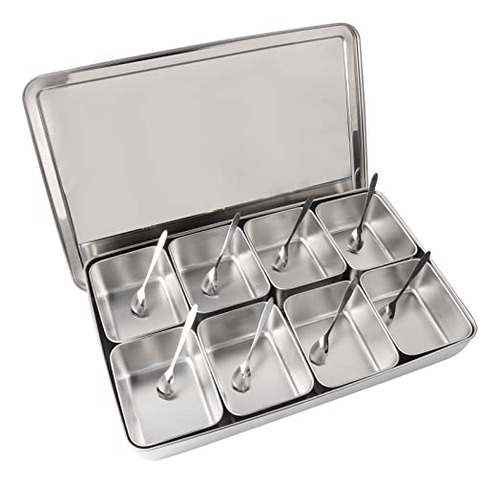 Aramox 8 Cuadrículas Aleación De Aluminio Caja De Condimento