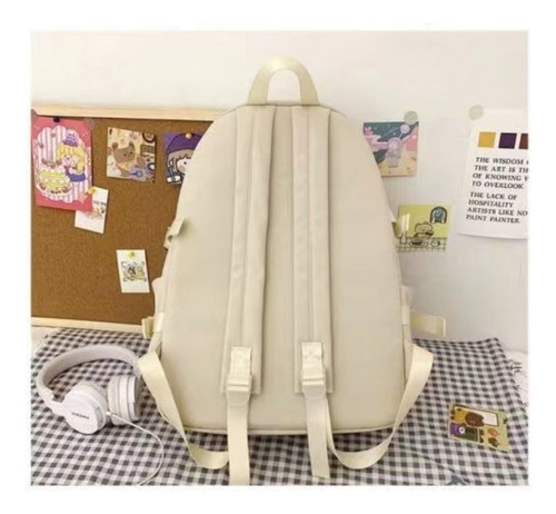 Mochila Gran Capacidad Versátil Bonita Pom Pom Purin Kuromi Color Azul Diseño De La Tela Lisa