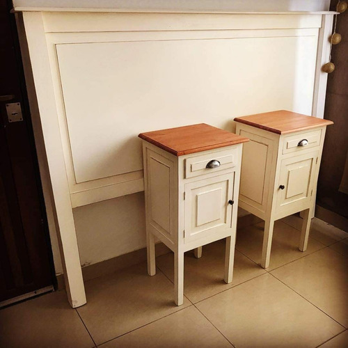Imagen 10 de 10 de Mesa De Luz Madera Maciza Estilo Antigua Vintage Decapada