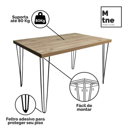 Imagem 3 de 10 de Mesa Jantar 6 Lugares Hairpin Legs Antiqua - Sem Cadeiras