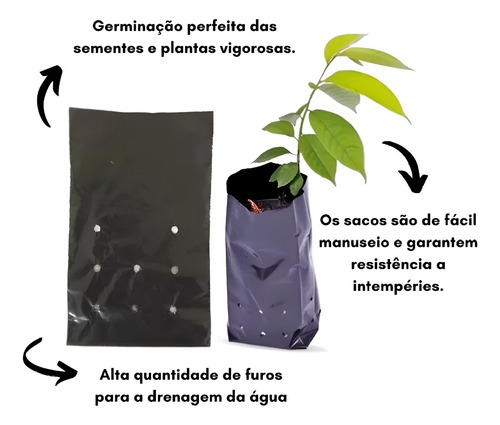 Saco Plástico Para Mudas Preto 15x20 Cm 1000 Unidades
