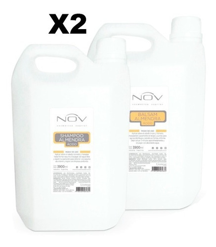 2 Kit Shampoo + Balsam Almendra Acido Nov X 3900ml C/u
