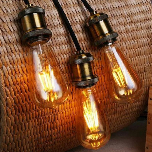 Kit 3 Lâmpada Filamento Led Decorativa Retrô Vintage Amarela