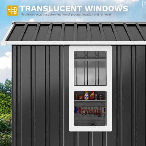 Cobertizo Dwvo 6x4 Pies Para Exteriores Con Ventana Gris Oscuro