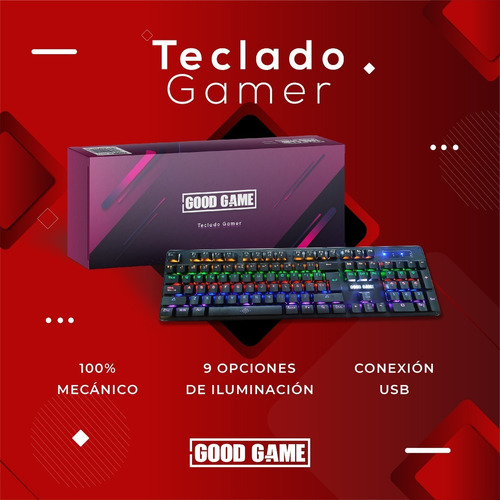 Imagen 4 de 6 de Teclado Gamer Good Game Qwerty Mecánico