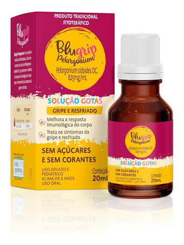 Blugrip Pelargonium Sidoides Dc. 825mg/ml Solução Gotas 20ml