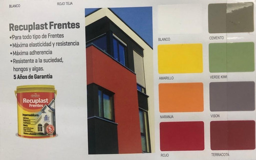 Pintura Recuplast Frentes 5 Años Garantia Sinteplast 10lt