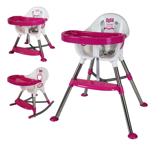 Silla Comedor Bebe 3 En 1 Mami Love Africa Color Rosa