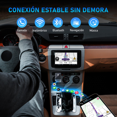 Carplay Gllai Ky4129s Android Auto Sem Fio Wi Fi Universal Adaptador suporte Bluetooth 2 em 1 Caixa Metálica Legal com Iphone Ios 10 Android 11 Cor Preto