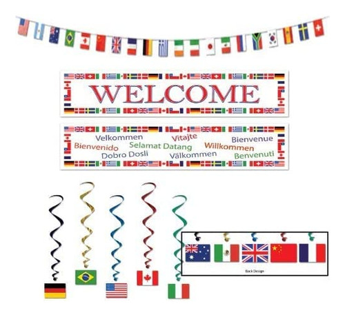 Beistle World Flags Party Decorations With Flag Whirls,...