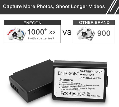 Pack De 2 Baterías Con Cargador Para Canon Eos Rebel T3 T5