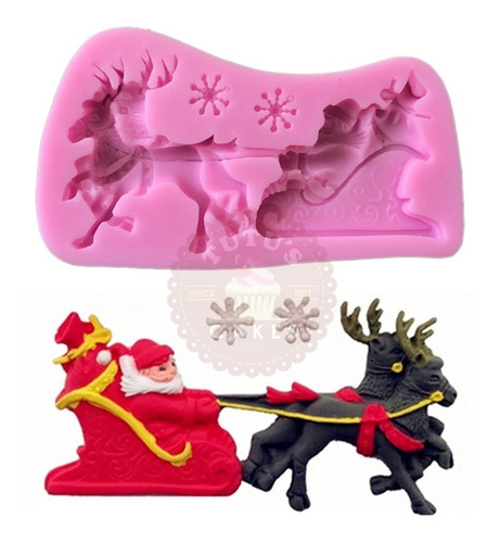 Molde Silicona Navidad Santa Trineo Fondant Porcelana