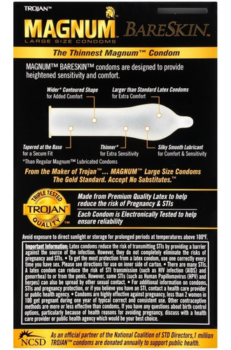 Condones Magnum Grandes Bareskin Lubricados 10 Pzs Original