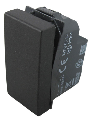 Placa Negra Con Interruptor Y 2 Tomas Carbón Vimar Neve Up