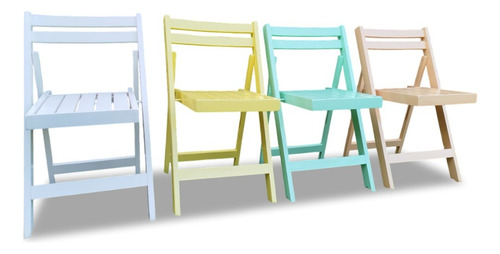 Mesa Bar 75x75 + 4 Silla Plegabl Madera Pino Eventos Colores Verde Agua Laca
