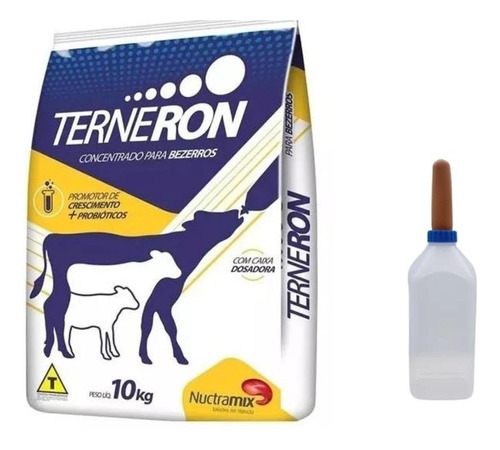 Leite Para Bezerro Terneron 10kg + Mamadeira 2l