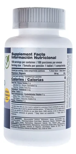 Citrato De Magnesio Qualivits® 250mg X 100 Tabletas Calidad Sin Sabor