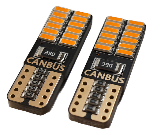Pack 2 Luces Led Cola De Pescado T10 Ambar 12v 300 Lumen