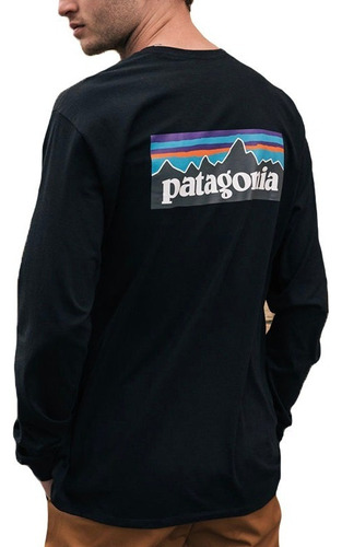 Camiseta De Manga Comprida Orgânica Patagonia P-6 Logo