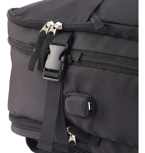 Mochila Vonne Fmvi-osl Para Viaje Con División Interna Negro Liso