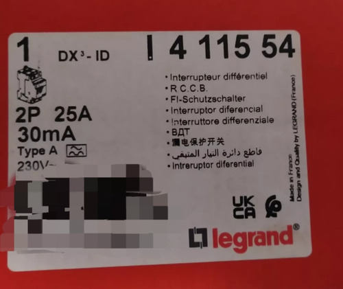 Interruptor Diferencial 2p 25a 30ma Tipo A 411554 Legrand