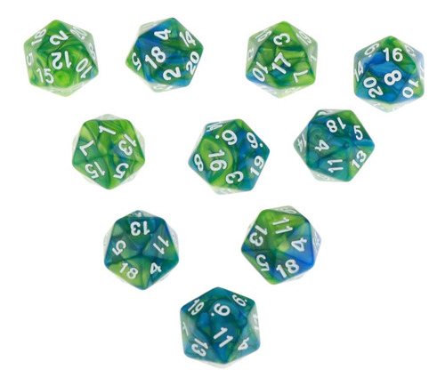 Dados Polihédricos Piezas D20 Verde Púrpura Verde Púrpura