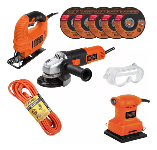 Kit Eléctrico Black & Decker Miniesmeril Caladora Lijadora