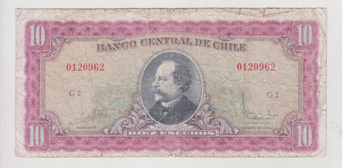 Billete Chile 10 Escudos Massad Ibañez G2 Usado (c85)