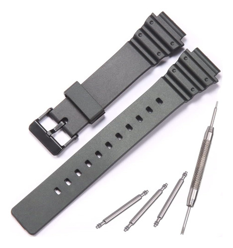 Correa De Caucho Negra Adecuada Para Casio Mrw-200h.