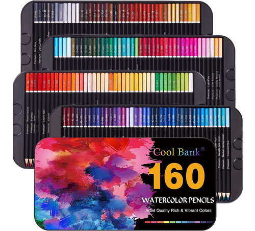Juego 160 Lapices De Acuarela Cool Bank Plomo Suave Colores