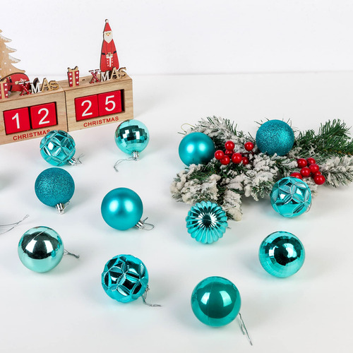 Juego De 41 Esferas De Navidad Inastillables Turquesa