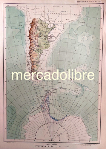 Mapa 1953 Argentina Antartida Zona Militar Comodoro Rivadavi