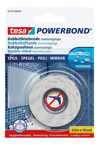 Fita Dupla Face Powerbond Áreas Úmida Espelho 1,5mx19mm Tesa