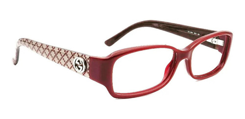 Lente Óptico Gucci Gg3184 Square Burgundy Grey Cuadrillé 52